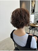 朝楽5分セットのゆるウェーブパーマボブ