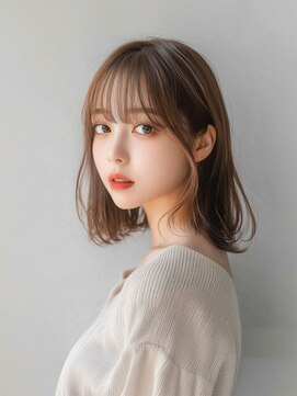 ムウ 難波(MOU) ナチュラルボブ暗めカラーグランマッシュデザイン20代30代40代50