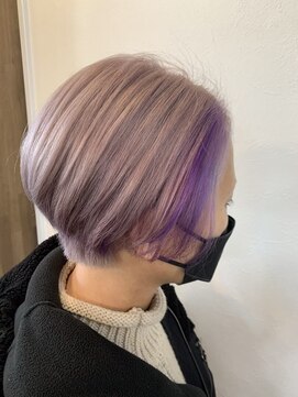 アンサ 長岡天神店(ANSA) 【透け感】ペールパープル/フェイスフレーミング/ショートボブ