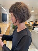 【30代/ボブ/透明感暗髪/伸ばしかけヘア/福岡薬院】
