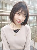 ヘーゼルベージュの韓国マッシュボブ シースルバング