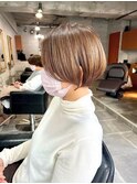 丸みショート　ベージュ　【麻生/札幌ショート/白髪】