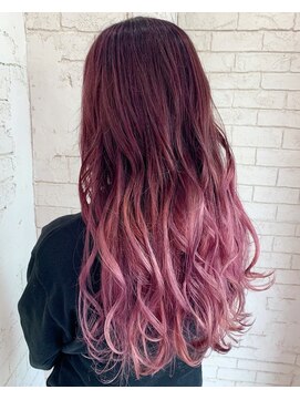 アジールヘア 所沢プロペ通り店(agir hair) シアーカラーホワイトピンクグラデーションカール姫カット所沢