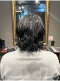 メンズロング ニュアンスパーマ ゆるめカール 刈上げなし