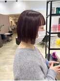 ミニボブ/レッドカラー/ワイドバング