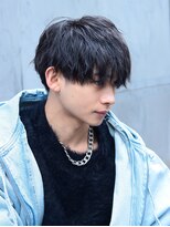 【曲がる縮毛矯正】ブルーブラック韓国マッシュスペインカール