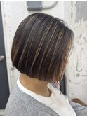 #ミニボブ × #アンブレラカラー #ハイライトカラー