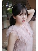 ナチュラル小顔前髪あり後れ毛サイドバング結べるボブくびれヘア