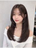韓国風フェイスレイヤー×艶ブラウンロング