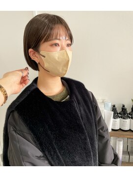 アトレ(attrait) ＊ミニボブ 小顔シルエット オリーブカラー 大阪美容室 神戸