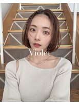バイオレット 表参道店(Violet)&nbsp;ヌーディショートボブツヤカラー大人耳かけナチュラルシルエット