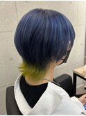 ブルー イエロー 2トーンカラー