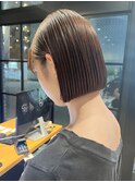 20代30代ミニボブココアブラウン小顔美肌ストレート丸み