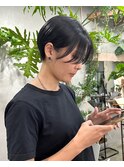 黒髪ショート/大人ショート/前髪長めショート/綺麗めショート
