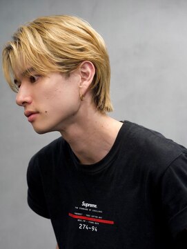 サイン 渋谷(SIGN) メンズセンターパートミディアムカルマパーマボブマッシュウルフ