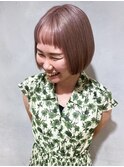 【吉田江梨】モーヴピンク暖色ボブハイトーンデザインカラー人気
