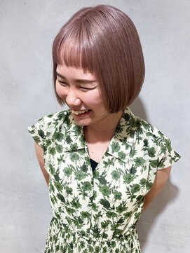 エミス バイ メルト 吉祥寺(emis by melt) 【吉田江梨】モーヴピンク暖色ボブハイトーンデザインカラー人気