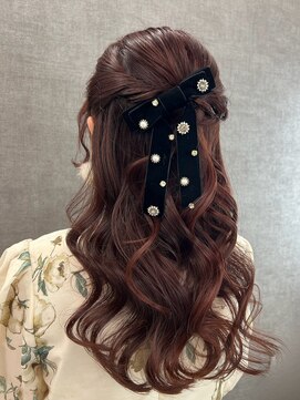 プルクラギンザ(PulchraGINZA) ハーフアップ/ダウンスタイル/ベロアリボン/韓国/ヘアセット