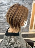 宇都宮ショートボブショートカット白髪ぼかしハイライト白髪染め