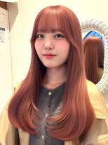 ロティー 天神(loty)&nbsp;レイヤー 韓国 ブリーチ ダブルカラー ピンクベージュ 前髪 20代