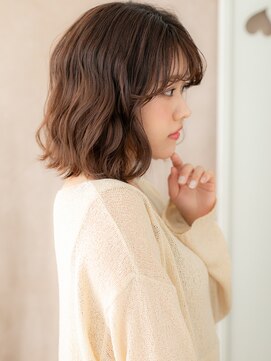 カバーヘア ブリス 戸田公園西口店(COVER HAIR bliss) グレージュブラウンブリーチなしゆるふわボブパーマ20代30代X