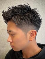 TENDER 川崎 MEN'S SALON【テンダー】【10月上旬NEW OPEN（予定）】&nbsp;392黒髪アッシュスパイキーショート刈り上げ無造作ヘアフェード