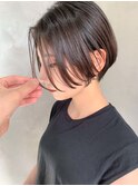 コスメストレート、ショートボブ、グレージュ、透け感カラー