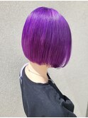 イメチェン可愛いショートボブ丸みショートパープルカラー
