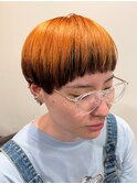 刈り上げマッシュショート×オレンジ