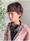 ニュアンスパーマ、パーマショート、ピンクベージュ