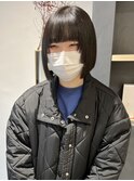 村上/顔周りカット切りっぱなしボブ地毛風暗髪フェイクブラック