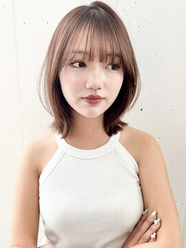 ファナ(fha-na) ☆ミディアムレイヤーカット ミルクティーブラウン 韓国風☆