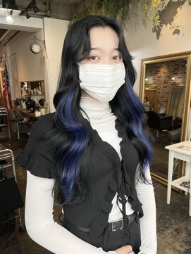 トロニー(TLONY) イヤリングエクステ/ブルーインナー/韓国ヘア/イヤリングカラー