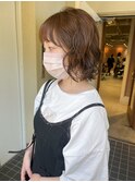 "久保田"ゆるめニュアンスボブパーマ無造作くせ毛風透明感カラー