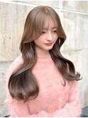 ブリーチなし美髪ミルクティーベージュ韓国風エアリーロング