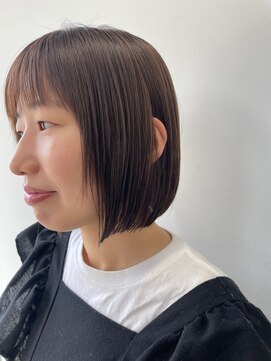 ヘアー アイス 御器所本店(HAIR ICI) 20代30代ミニボブココアブラウン小顔美肌ストレート丸み
