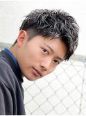 アップバングツーブロックバーバーフェードツイストメッシュ