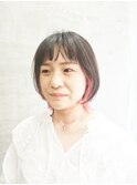 ピンクインナーカラーウルフボブ