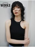 セミロングウルフパーマスパイラルウェーブ