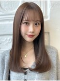 マロンブラウン/ミディアムロング/小顔ヘア/前髪