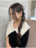 ロングサイドの編み下ろしヘアアレンジ西葛西