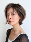 白髪ぼかし脱白髪染め似合わせショートボブ40代50代60代