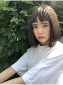 切りっぱなしボブ×オン眉
