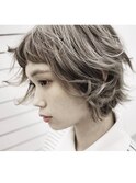 〈NOB日ノ出町〉ミルクティホワイトアッシュショートパーマ