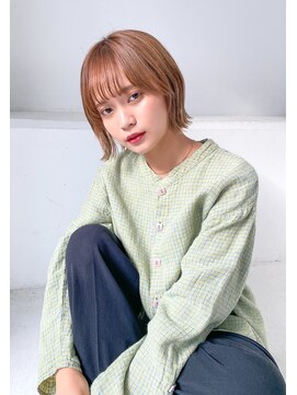 リトル 渋谷(little) ブリーチなしダブルイルミナカラーxくびれ外はねボブ