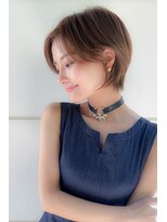 大人可愛い20代30代40代黒髪前下がりショートボブ丸みショート