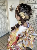 成人式ヘア　卒業式ヘア　編みおろし　振袖ヘアセット