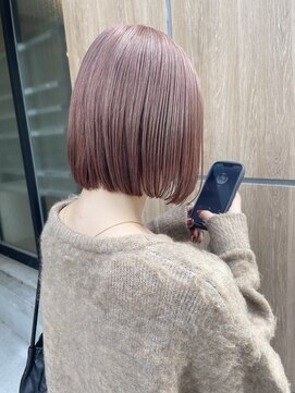 ヘアーメイクオズ(hair make O/S) 《kaito》切りっぱなしボブ/ナチュラルボブ/ピンクベージュ
