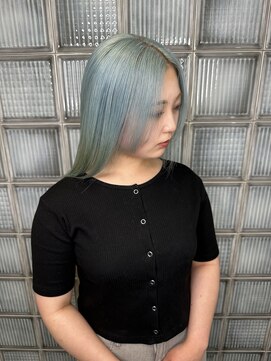 レオクマ(REOKUMA) カーキブルー/ブリーチ/こなれミディ