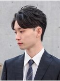 大人メンズビジネスかき上げ毛流れセンターパートフェザー